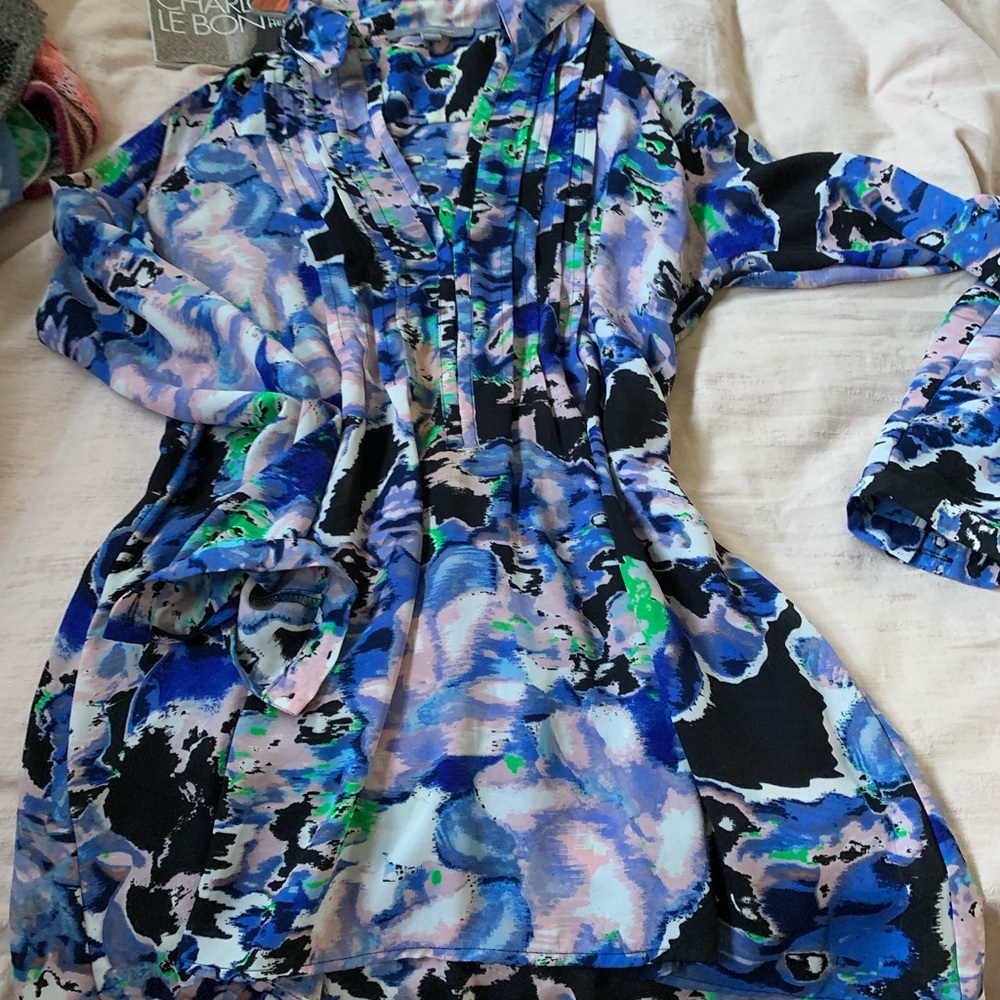 NY Collection Multicolor Abstract Blouse